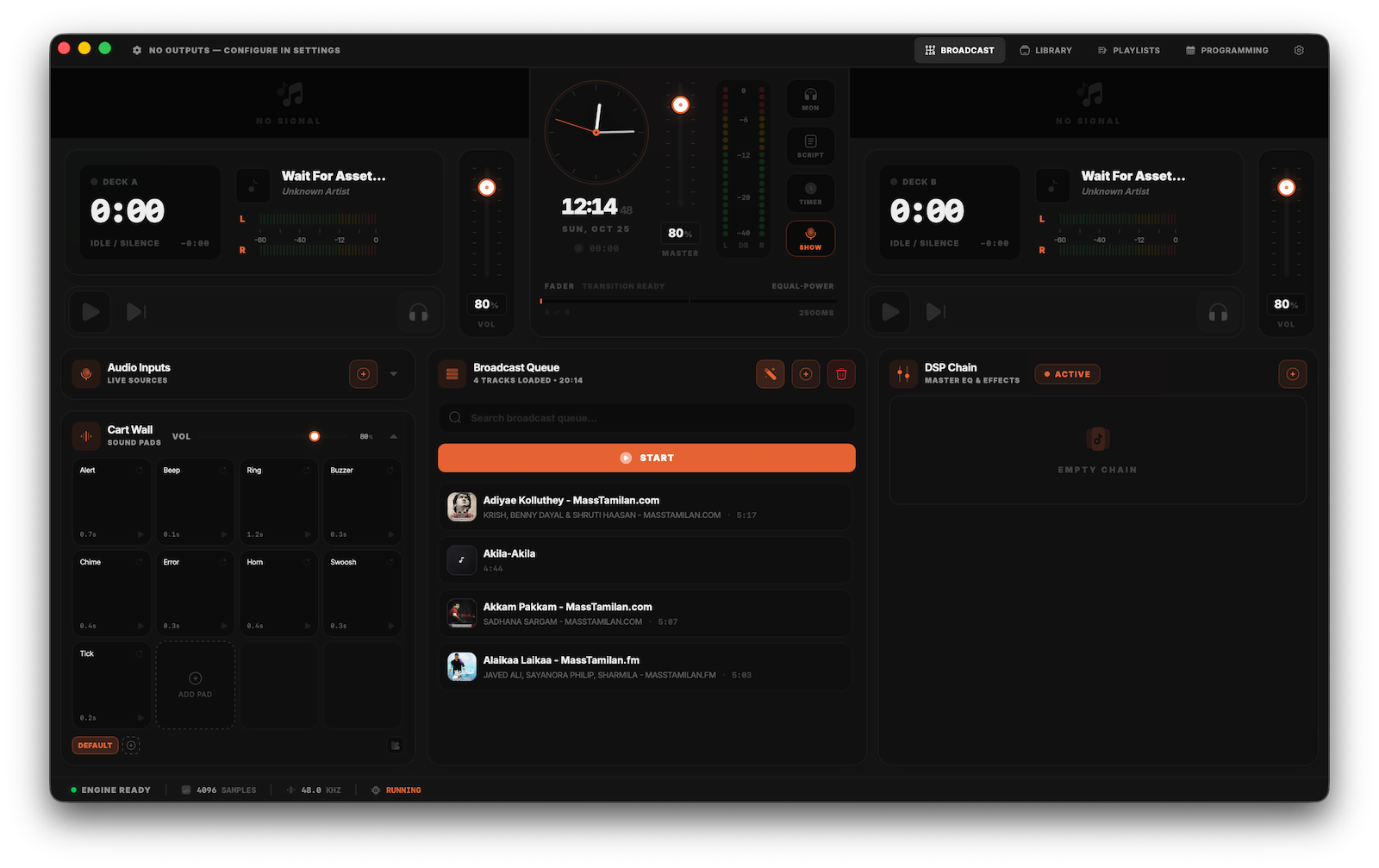 brūhi Desktop Studio — main broadcast workstation interface